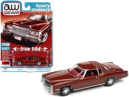 1975 Cadillac Eldorado Firethorn Red Metallic with Rear Section of Roof Matt Dark Red "Luxury Cruisers" Limited Edition to 14910 pieces Worldwide 1/64 Diecast Model Car by Auto World  free shipping USA