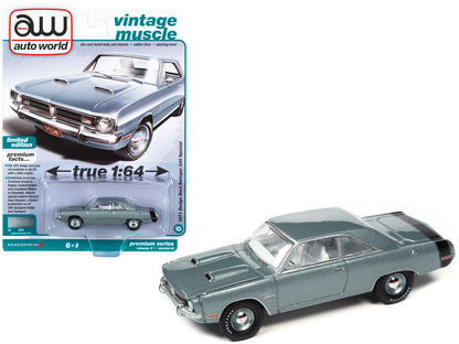 1971 Dodge Dart Swinger 340 Special Light Gunmetal Gray Metallic with Black Tail Stripe "Vintage Muscle" Limited Edition 1/64 Diecast Model Car by Auto World  free shipping USA