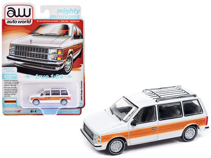 1985 Dodge Caravan Van White with Woodgrain Side Panels "Mighty Minivans" Series 1/64 Diecast Model Car by Auto World  free shipping USA