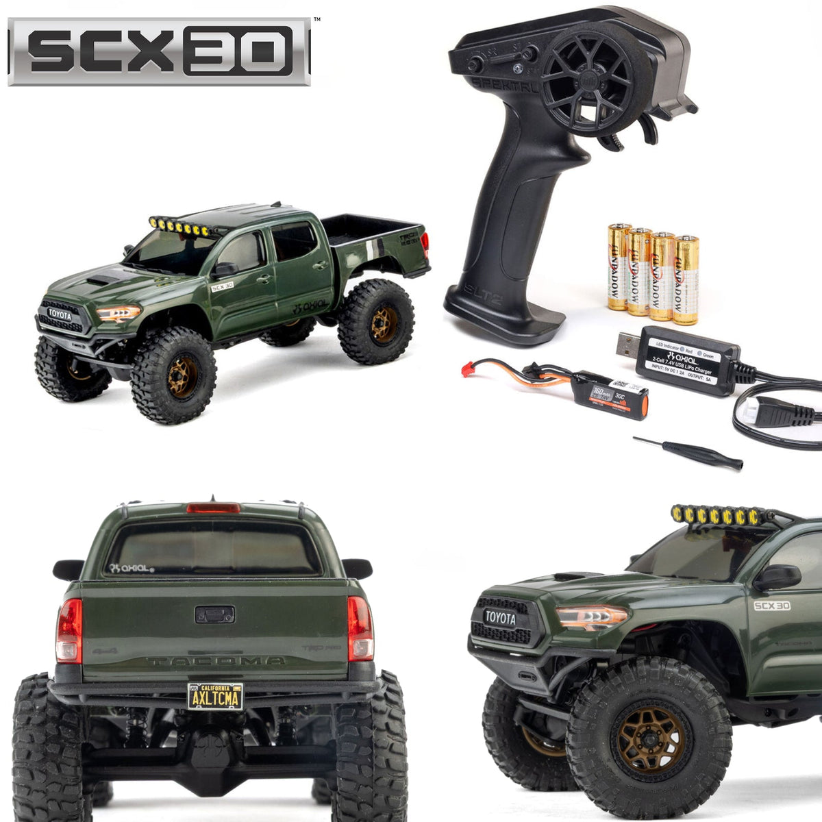 Axial SCX30 Toyota Tacoma TRD Pro Brushed Rock Crawler Green 1/30 RTR 4WD AXI-3289T1