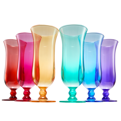 Unbreakable Color Hurricane Glasses | Set of 6 | 100% Tritan Drinkware, 14 oz Acrylic Dishwasher Safe Shatterproof BPA-free plastic, Reusable Pina Colada, Cocktail Margarita Tropical Party Drinkware by The Wine Savant