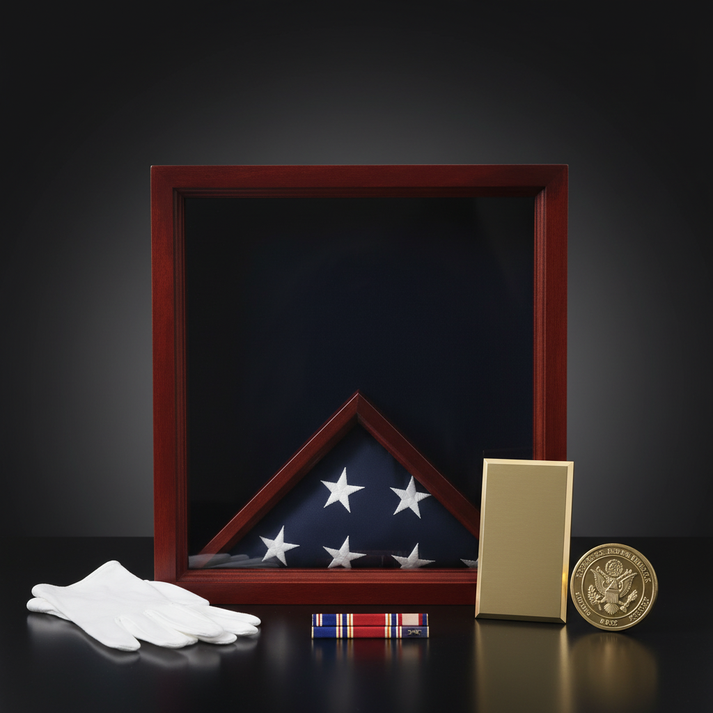 Large Flag and Medal Display Case Can Fit 3ft X 5ft Burial Flag