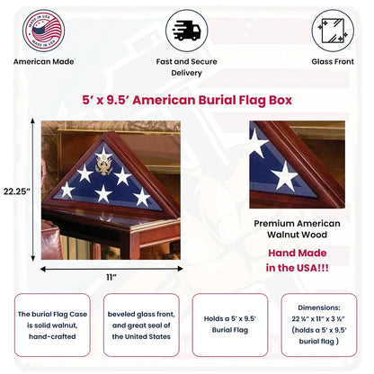 American Flag display case, Flag Case for Burial Flag