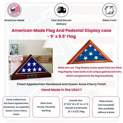 American Made Flag And Pedestal Display case-Size 4'x6'