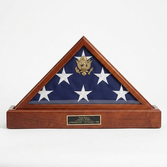 American Flag Case with Pedestal For 5' X 9.5' Burial Flag