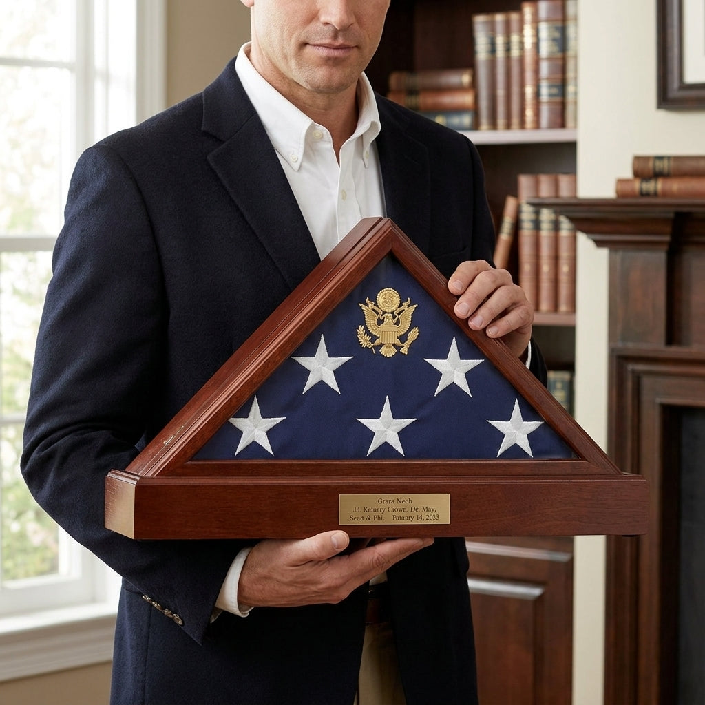 Burial Flag and Pedestal Display Case