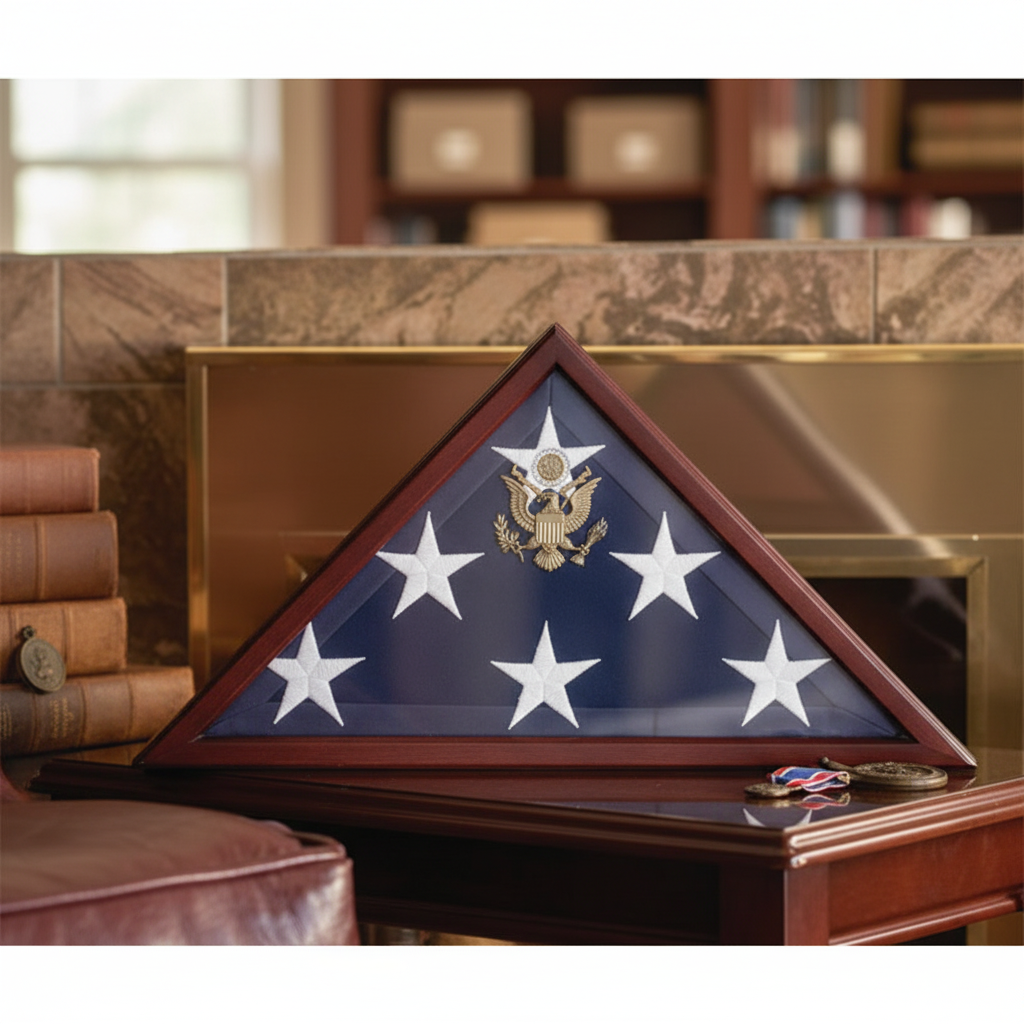 Coffin Flag Case Flag Frame, Flag Display case for Large Flag.
