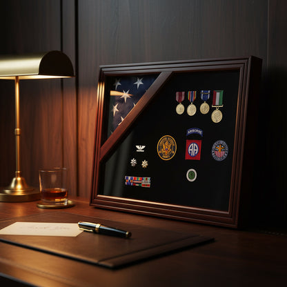 Flag Display Case American Flag Box Burial Flag Case. - Corner flag case