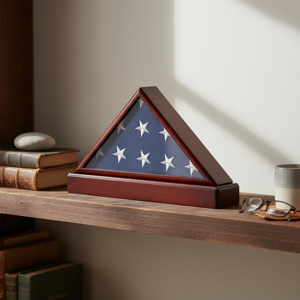 Burial/Funeral Flag Display Case Frame with Pedestal Stand