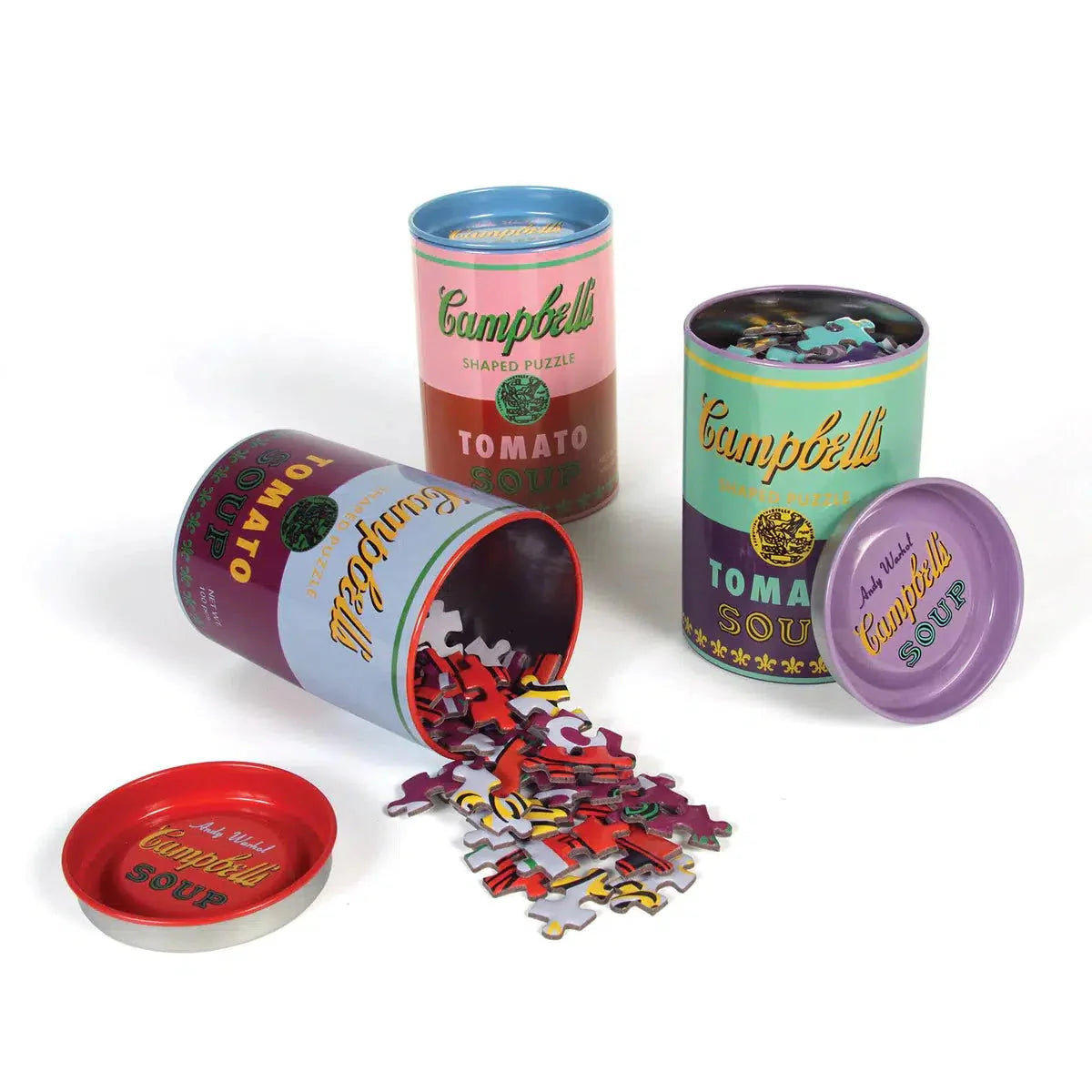 Andy Warhol Soup Cans Set of 3 100 Piece Shaped Puzzles in Tins Galison
