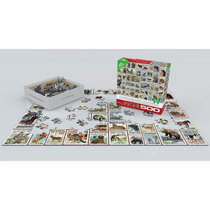 Animals of North America Vintage Stamps 500 Piece Jigsaw Puzzle Eurographics