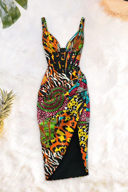 Draped midi dress by Averie