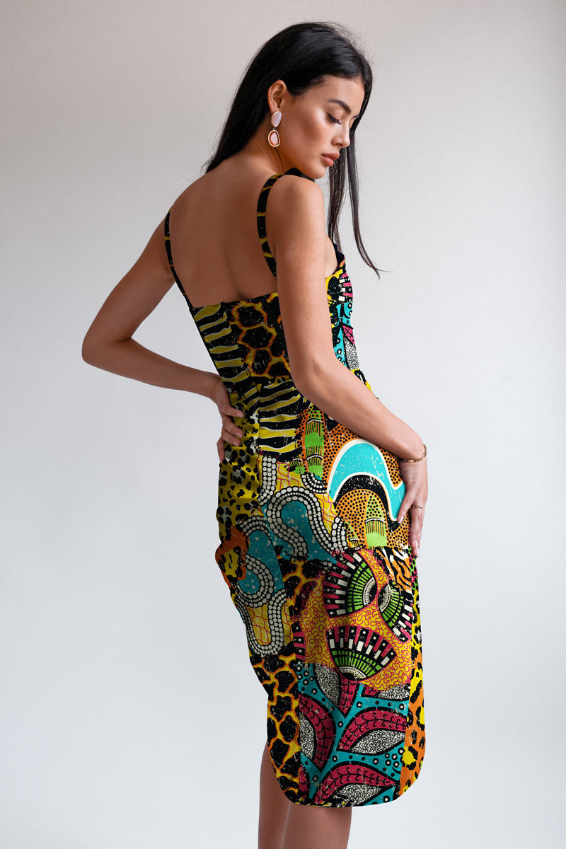 Draped midi dress by Averie