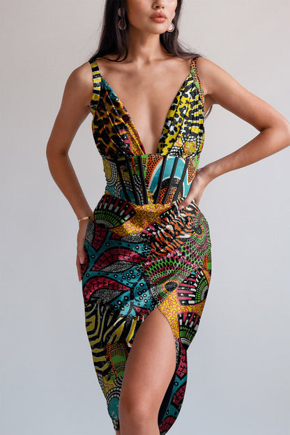 Draped midi dress by Averie