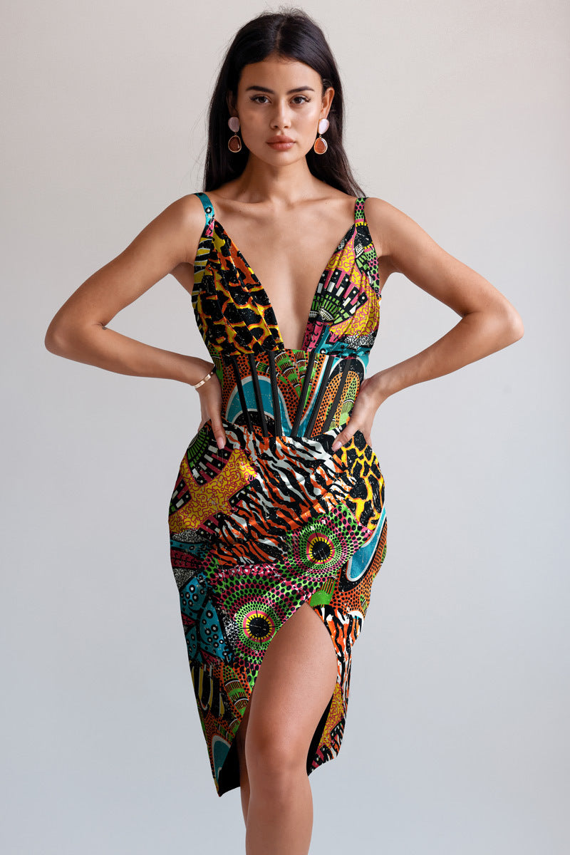 Draped midi dress by Averie