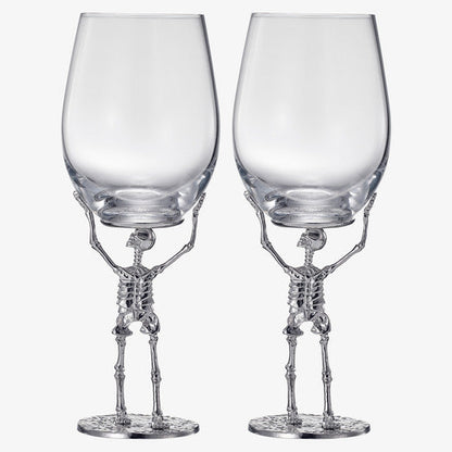 Stemmed Skeleton Wine Glass | Set of 2 | 19oz Halloween Skeleton Glasses 10" H, Goth Gifts, Skeleton Gifts, Skeleton Decor, Spooky Wine Gift Set, Perfect for Halloween Themed Parties by The Wine Savant