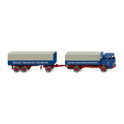 Wiking 043203 1/87 Scale Transit Transport - Mercedes-Benz Flatbed Road Train