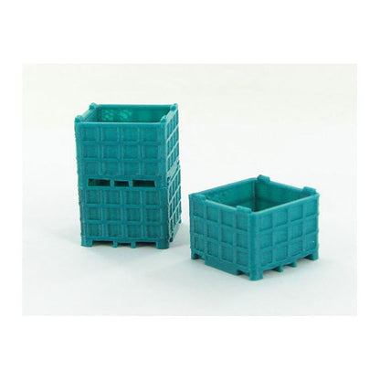 3D To Scale 64-252-BG 1/64 – Plastic Bin Pallets 3pk Bluegreen Diorama