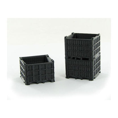 3D To Scale 64-252-BK 1/64 – Plastic Bin Pallets 3pk Black Scene Detail