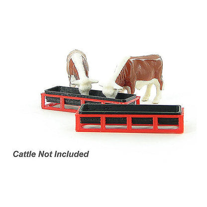 3D To Scale 64-302-R 1/64 – Feed Trough 2pk Red/Black Livestock Diorama