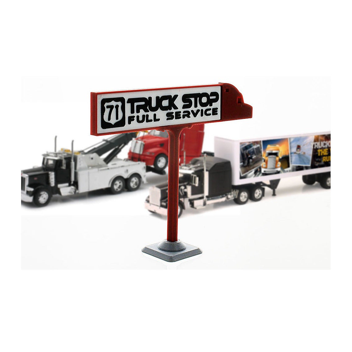 3D To Scale 64-600-R 1/64 – 71 Truck Stop Sign Red Diorama Accessory