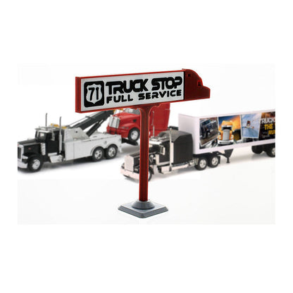 3D To Scale 64-600-R 1/64 – 71 Truck Stop Sign Red Diorama Accessory