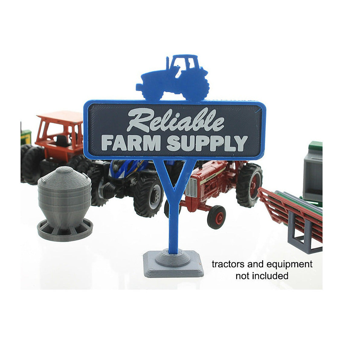 3D To Scale 64-622-BL 1/64 – Reliable Farm Supply Sign Blue Diorama