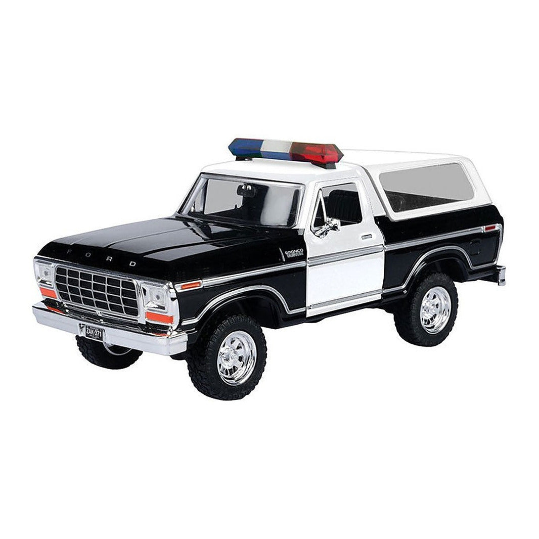 Motormax 76983BKWT 1/24 Scale Police - 1978 Ford Bronco Hard Top