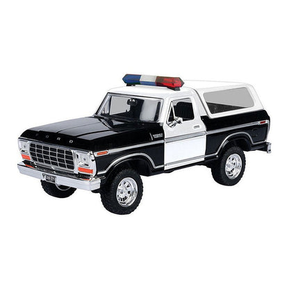 Motormax 76983BKWT 1/24 Scale Police - 1978 Ford Bronco Hard Top