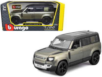 2022 Land Rover Defender 110 Green Metallic with Black Top and Sunroof 1/24 Diecast Model Car by Bburago  free shipping USA