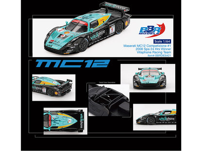 Maserati MC12 Competizione #1 Michael Bartels - Andrea Bertolini - Eric van de Poele - Stephane Sarrazin "Vitaphone Racing Team" Winner "24 Hours of Spa" (2008) 1/64 Diecast Model Car by BBR