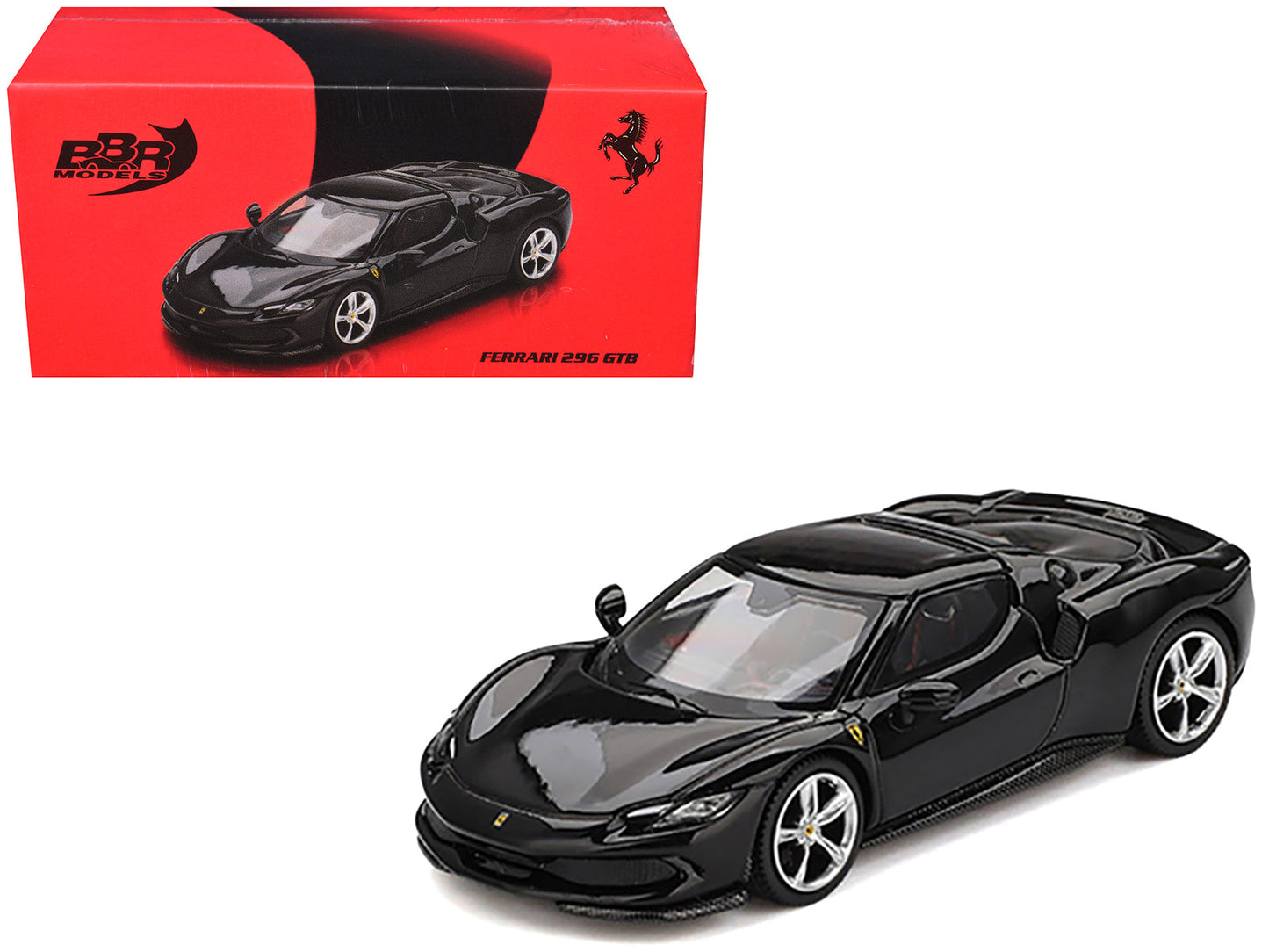 Ferrari 296 GTB Nero Daytona Black 1/64 Diecast Model Car by BBR  free shipping USA