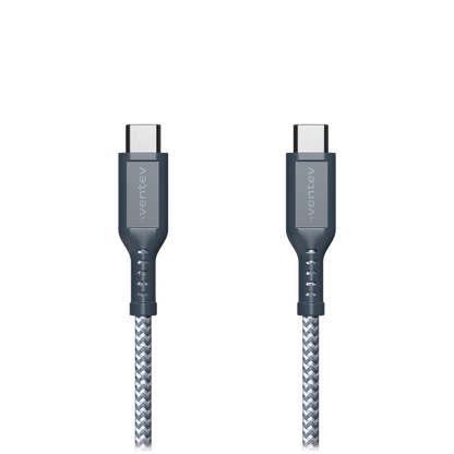 Ventev High Speed USB C to USB C Braided Cable with 2x the Copper for Faster Charging 6ft Gray by Ventev