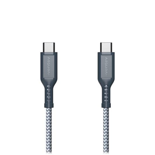Ventev High Speed USB C to USB C Braided Cable with 2x the Copper for Faster Charging 6ft Gray by Ventev