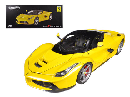 Ferrari LaFerrari F70 Hybrid Yellow with Black Top "Elite Edition" Series 1/18 Diecast Model Car by Hot Wheels  free shipping USA