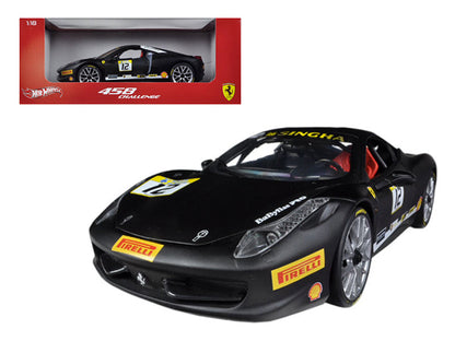 Ferrari 458 Challenge Matt Black #12 1/18 Diecast Car Model by Hot Wheels  free shipping USA