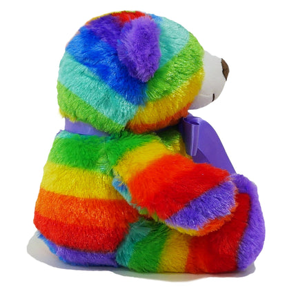 Rainbow Teddy Bear Plush Stuffed Animal Cuddly Soft 12 inch by The Noodley