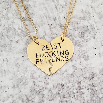 BEST BITCHES Broken Heart Friendship Necklace by Salt and Sparkle