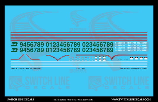 N Scale Burlington Northern SD70MAC Locomotive Decal Set
