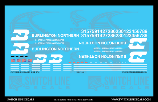 N Scale Burlington Northern "Big G" GP50 Locomotive Decal Set
