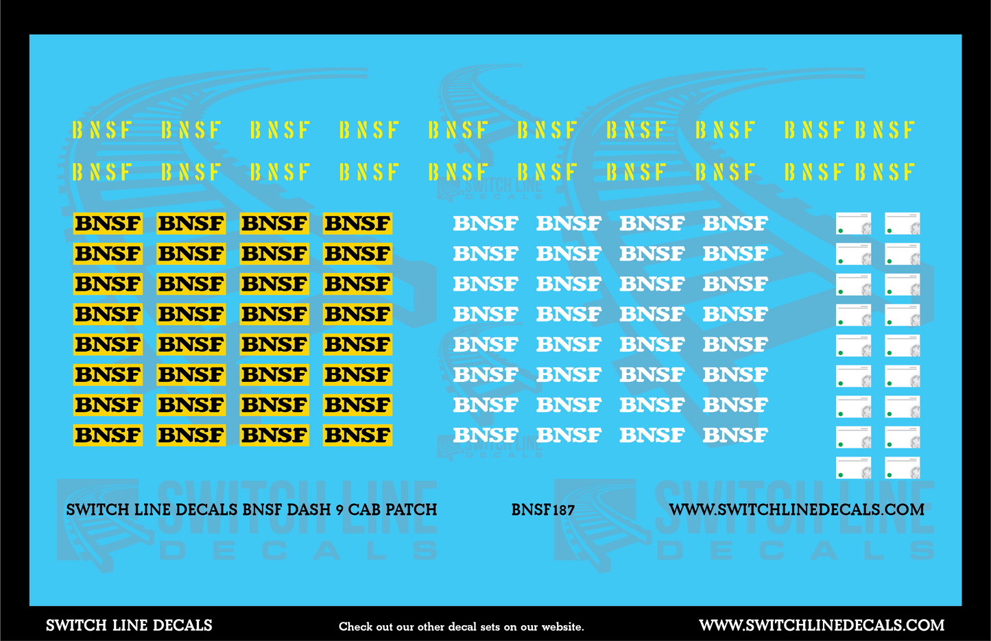 HO Scale BNSF Dash 9 Cab Patch Decal Set for Ex Santa Fe C44-9W Locomotives