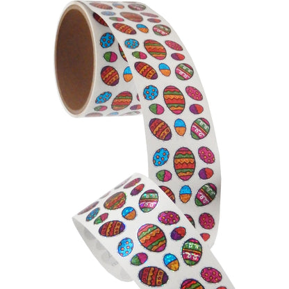 Bulk Roll Prismatic Stickers, Mini Easter Eggs w/ Outline (100 Repeats) by Present Paper