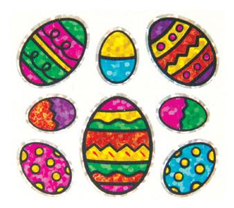 Bulk Roll Prismatic Stickers, Mini Easter Eggs w/ Outline (100 Repeats) by Present Paper
