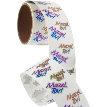 Bulk Roll Prismatic Stickers, Mini Mazel Tov (100 Repeats) by Present Paper