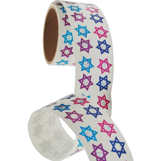 Bulk Roll Prismatic Stickers, Mini Stars of David (100 Repeats) by Present Paper