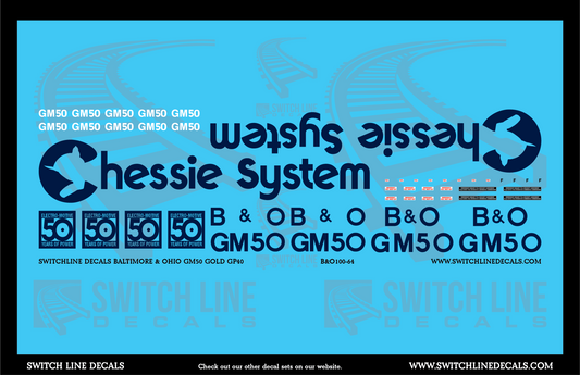 S Scale Baltimore & Ohio GM50 Gold GP40 Locomotive Decal Set