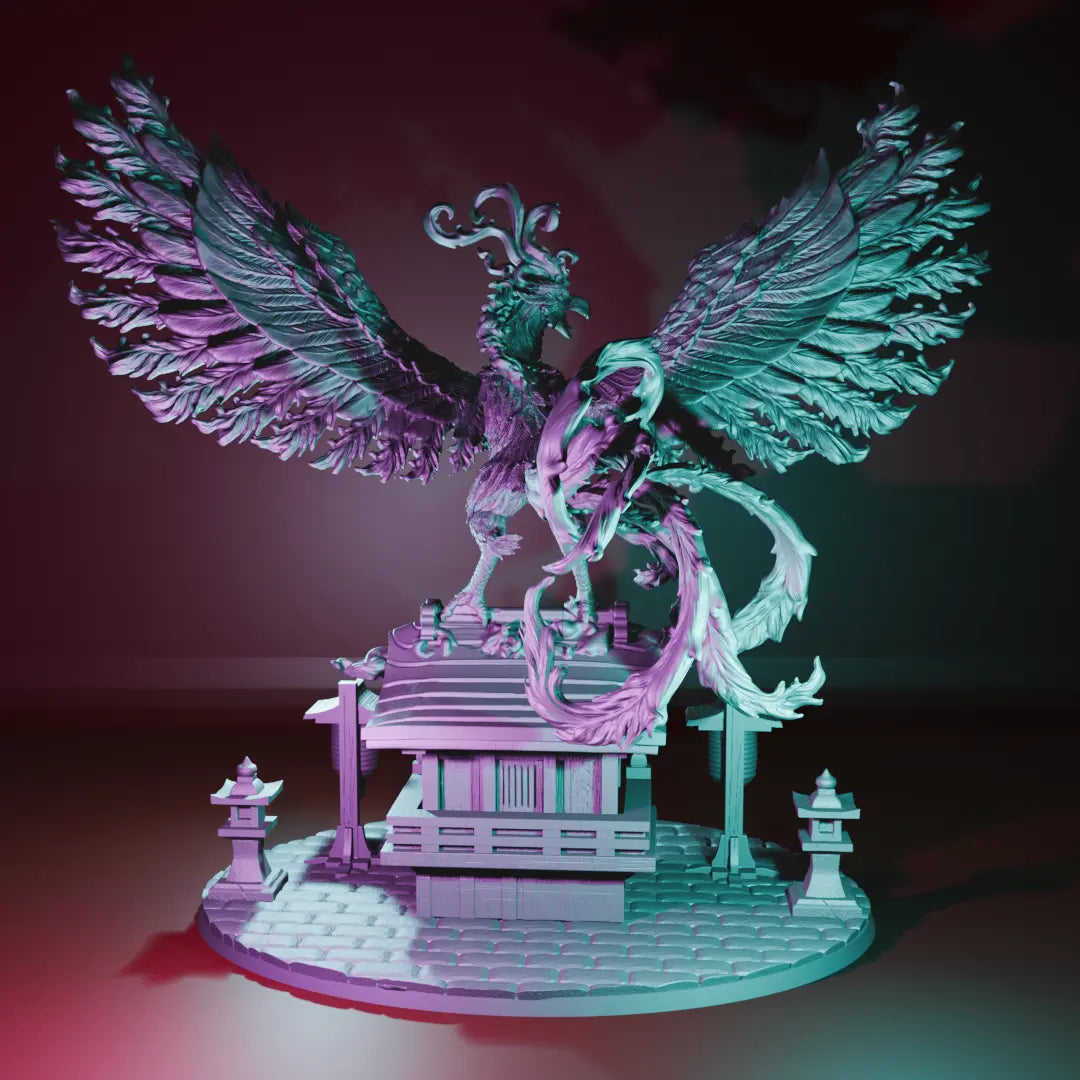 Suzaku Mounted Hero Diorama by Ghamak Fantasy 28/32mm Scale Miniature, 150mm x 144mm, Building