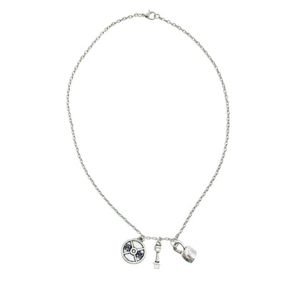 Badass Weightlifter Triple Charm Necklace in Silvertone by The Bullish Store