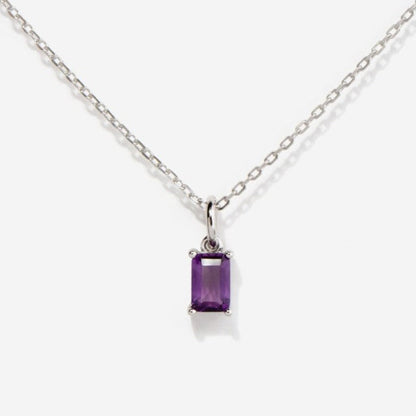 Birthstone Silver Necklace - February by Little Sky Stone