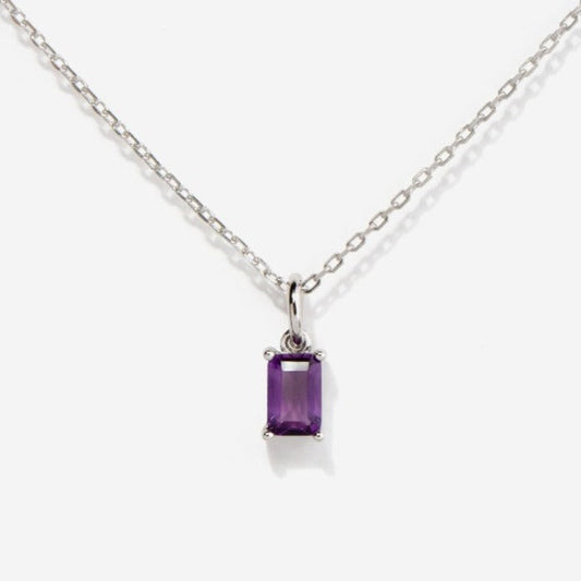 Birthstone Silver Necklace - February by Little Sky Stone